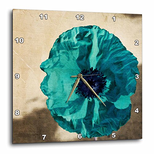 3dRose DPP 37943 _ 2 Azul Poppy-Flowers-Art-Nature Reloj de Pared, 13 por 13 "