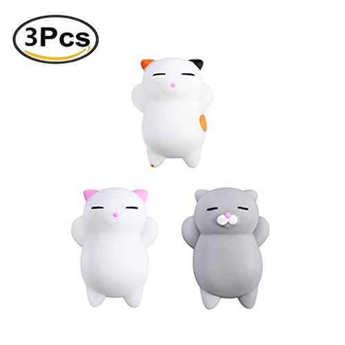 3Pcs Mini Kawaii suave Cat pollo cierre elástico Squishy juguete con caja mochi Squeeze Toy Stress Reliever