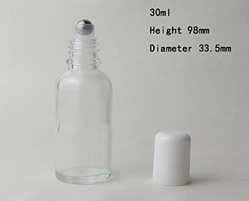 4 botellas de vidrio enrollables – Contenedores de almacenamiento de aceites esenciales de perfume con bolas de rodillo de acero inoxidable (marrón+azul+verde + transparente)