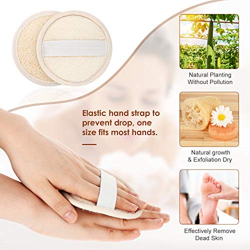 4 Cepillos de Madera de Cuerpo Depurador Trasero de Madera Cepillo de Baño Ducha con Mango Largo Cepillo Exfoliante Piel Seca y Almohadilla Exfoliante de Esponja Vegetal Depurador de Cuerpo