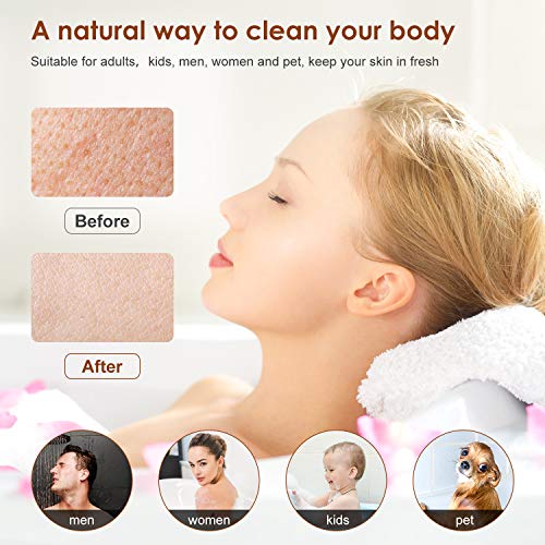 4 Cepillos de Madera de Cuerpo Depurador Trasero de Madera Cepillo de Baño Ducha con Mango Largo Cepillo Exfoliante Piel Seca y Almohadilla Exfoliante de Esponja Vegetal Depurador de Cuerpo