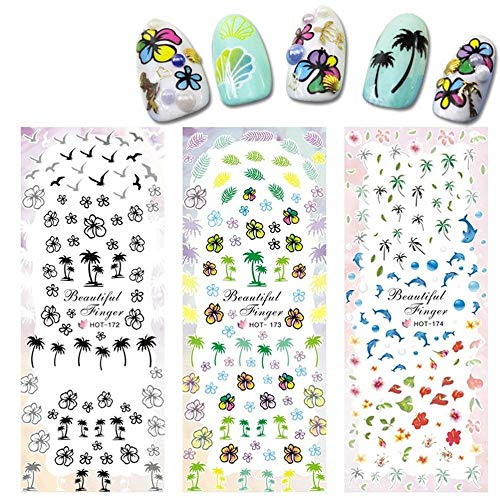 4 Hojas Surtido Pegatina Decoracion para las Uñas Decal DIY uñas herramienta de decoración arte adhesivos uñas Pegatinas