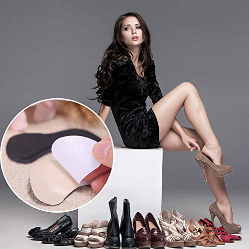 4 pares de protectores de talón, protectores de pies para zapatos para mujeres o hombres, almohadillas autoadhesivas, color negro y beige