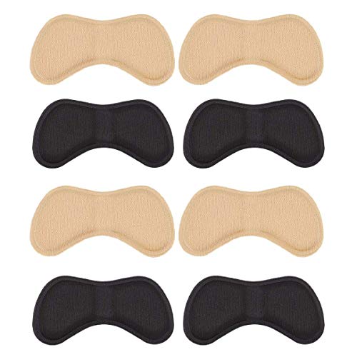4 pares de protectores de talón, protectores de pies para zapatos para mujeres o hombres, almohadillas autoadhesivas, color negro y beige