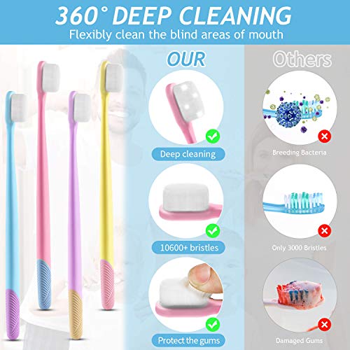 4 Piezas Cepillos de Dientes Manuales Micro-nanos Cepillos de Dientes Extra Suaves con 20,000 Cerdas para Encías Sensibles Dientes de Bebé Mujer Embarazada Posparto