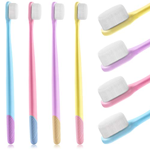 4 Piezas Cepillos de Dientes Manuales Micro-nanos Cepillos de Dientes Extra Suaves con 20,000 Cerdas para Encías Sensibles Dientes de Bebé Mujer Embarazada Posparto