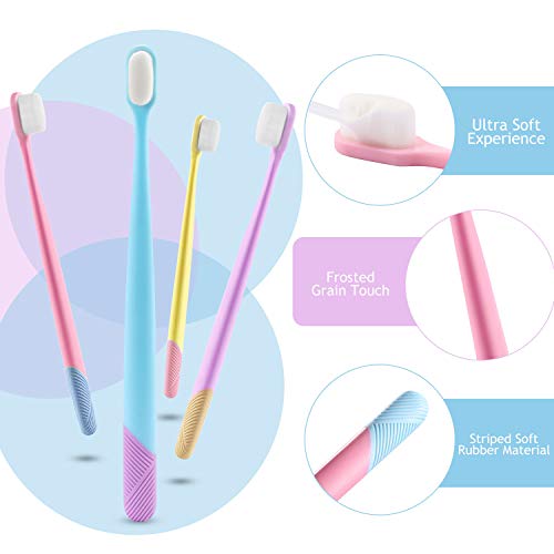 4 Piezas Cepillos de Dientes Manuales Micro-nanos Cepillos de Dientes Extra Suaves con 20,000 Cerdas para Encías Sensibles Dientes de Bebé Mujer Embarazada Posparto
