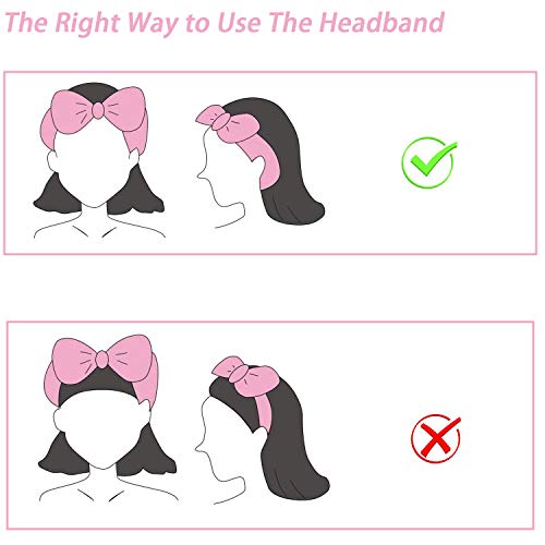 4 Piezas Diadema Maquillaje, Ouinne Bowknot Pelo Bandas Elástico Coral Bandas para el Cabello Maquillaje de Felpa Lavado de Cara Ducha Diadema