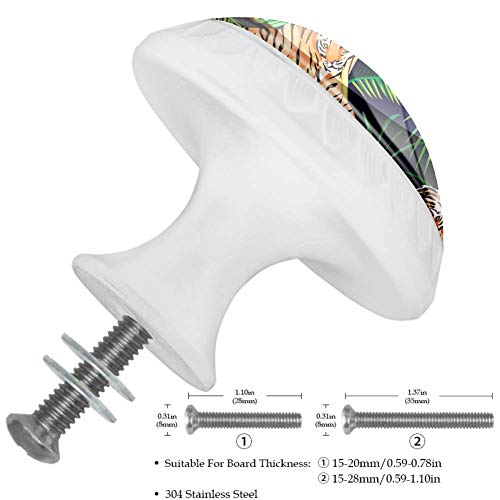 4 pomos negros para cocina, baño, armario, tigre en la selva