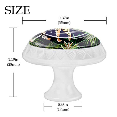 4 pomos negros para cocina, baño, armario, tigre en la selva