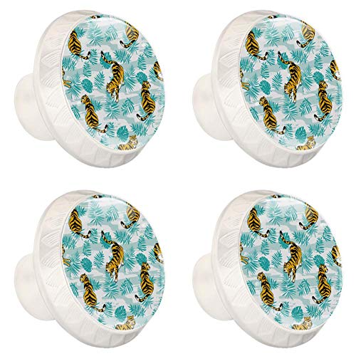 4 pomos negros para cocina, baño, armario, tigre, hojas de palma
