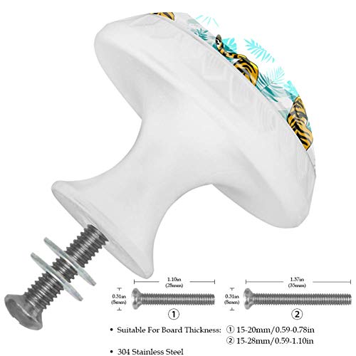 4 pomos negros para cocina, baño, armario, tigre, hojas de palma