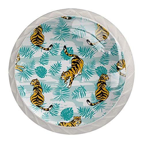 4 pomos negros para cocina, baño, armario, tigre, hojas de palma