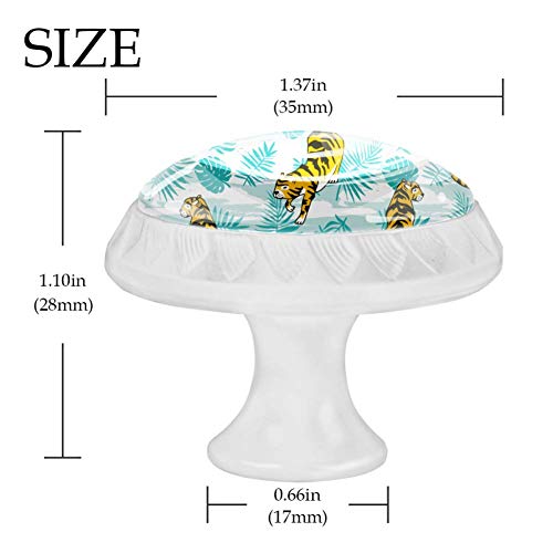 4 pomos negros para cocina, baño, armario, tigre, hojas de palma