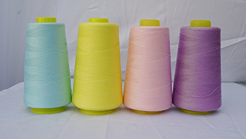 4 x 3000 ablashi Azul Claro Amarillo Piel de Búfalo Rosa Morado 40 años 2 402 Tex 27 Tarjetas 120 Bobinas PP SP hilo coser poliéster mano máquina industrial Croché bordado Jeans Lienzo Quilting Serger