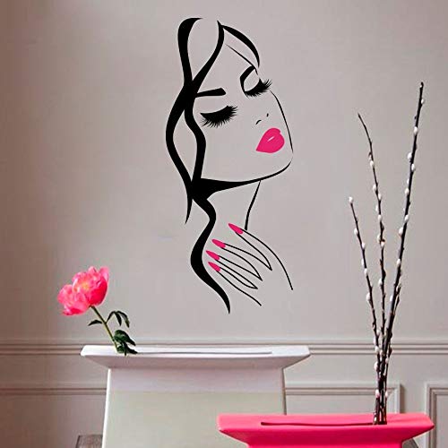 42 * 97cm de Nail Art Salon mano chica cara pared Wall Sticker Decal Manicure Nail Shop Decoracion Salon de belleza peinado murales de pared ay1677