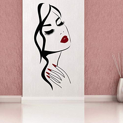 42 * 97cm de Nail Art Salon mano chica cara pared Wall Sticker Decal Manicure Nail Shop Decoracion Salon de belleza peinado murales de pared ay1677