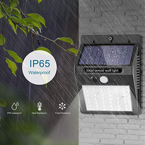 [42 LED / 3 Modos ] SEZAC Luces solares Luces con sensor de movimiento solar para exteriores, Luces de seguridad inalámbricas a prueba de agua para el garaje del jardín Camino (paquete de 6)
