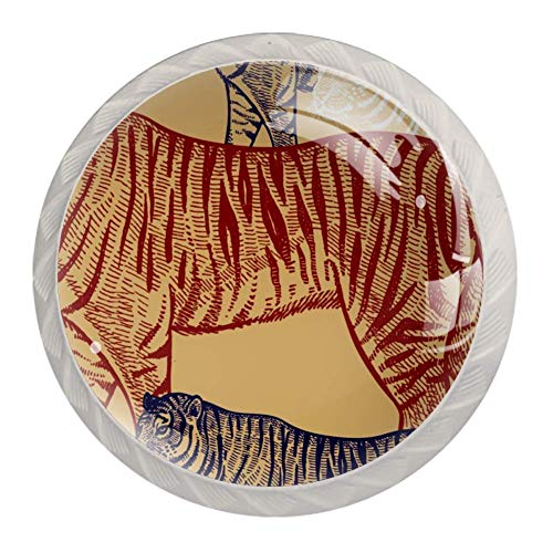 4pcs Gabinete De Armario De Vidrio Pomos De La Puerta Del Cajón Tirones De La Manija Del Tigre