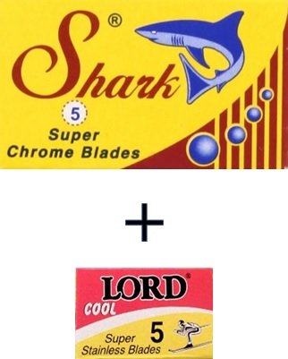 5 cuchillas de afeitar Shark Super Chrome (1 paquete) + 5 cuchillas de afeitar Lord Cool