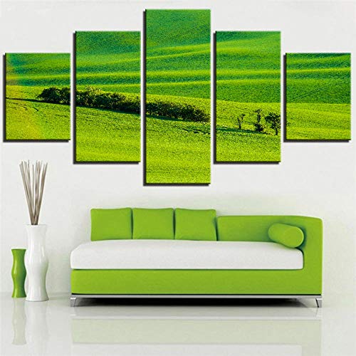 5 Pecies Canvas Grassland Wall Green Style Painting Room Decor Home Improvement Wall Art Picture Steppes Landscape Posters-20x35 20x45 20x55cm Sin Marco