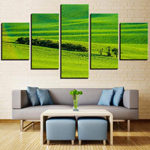 5 Pecies lienzo de pradera fondos de pantalla estilo verde pintura decoración de la habitación mejora del hogar cuadro artístico de pared estepas paisaje carteles