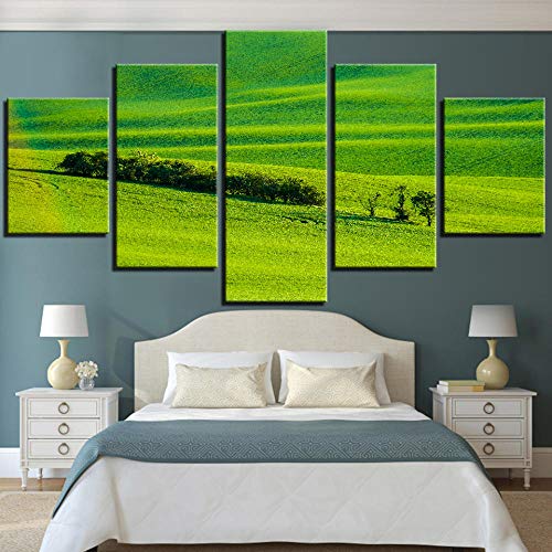 5 Pecies lienzo de pradera fondos de pantalla estilo verde pintura decoración de la habitación mejora del hogar cuadro artístico de pared estepas paisaje carteles