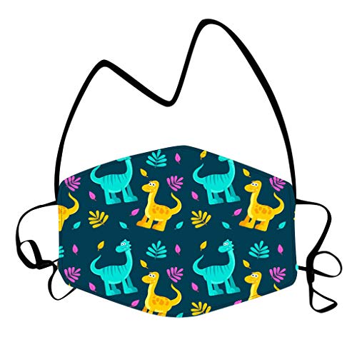 5 Piezas De Ropa Para NiñOs, PatróN De Estampado De Dinosaurio Reutilizable, Cuello De Tela Lavable Ma`scara Se Puede Insertar En El Filtro