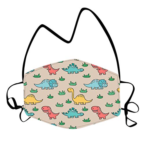 5 Piezas De Ropa Para NiñOs, PatróN De Estampado De Dinosaurio Reutilizable, Cuello De Tela Lavable Ma`scara Se Puede Insertar En El Filtro