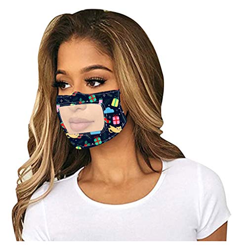 5 Piezas Para Adultos, ImpresióN NavideñA, Lenguaje De Labios Sordomudos, Tela Reutilizable, Smiley Transparente, Color Mezclado, Ma`scara