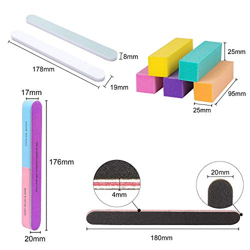 50 Piezas 100/180 Limas de Uñas, [Duradero actualizado]Recto Forma Limas de Uñas Doble Cara Profesional Manicura Nail Art - Material Papel Esmeril