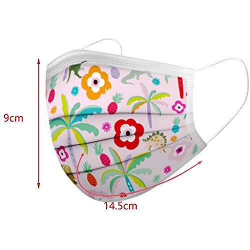 50 piezas de mascarillas desechables para niños, no tejidas de 3 capas, pañuelos bucales con estampado de moda para niños y niñas