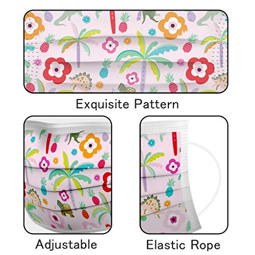 50 piezas de mascarillas desechables para niños, no tejidas de 3 capas, pañuelos bucales con estampado de moda para niños y niñas