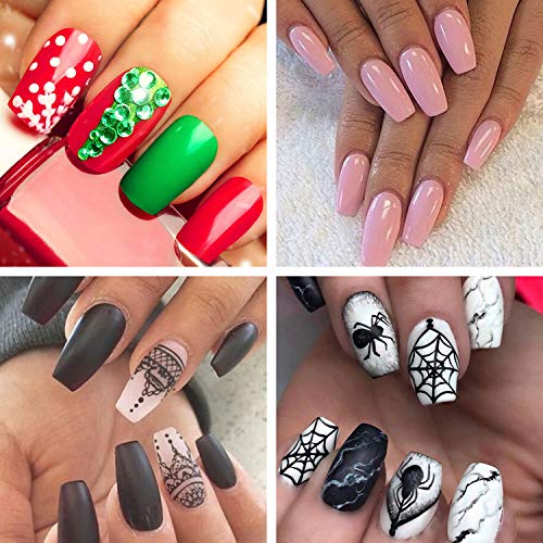 500 uñas postizas naturales de acrílico francés, 10 tamaños con caja, uñas postizas, arte acrílico, gel de manicura para salones de uñas (translúcido)