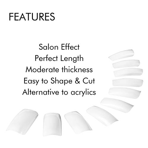 500 uñas postizas naturales de acrílico francés, 10 tamaños con caja, uñas postizas, arte acrílico, gel de manicura para salones de uñas (translúcido)