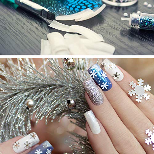 500 uñas postizas naturales de acrílico francés, 10 tamaños con caja, uñas postizas, arte acrílico, gel de manicura para salones de uñas (translúcido)