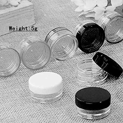 50pcs cosmética Tarro vacío del envase del pote de contenedores crema redonda con tapas negras para Cosmética Lip Balm Lip Gloss 5g (Negro)