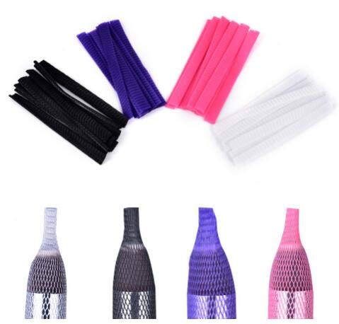 50Pcs Pincel de Maquillaje Net Cover Protector Cepillos Protegen La Cubierta de Malla Expandible Púrpura