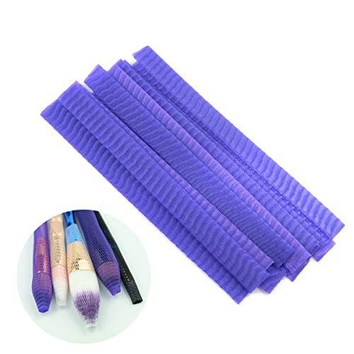 50Pcs Pincel de Maquillaje Net Cover Protector Cepillos Protegen La Cubierta de Malla Expandible Púrpura