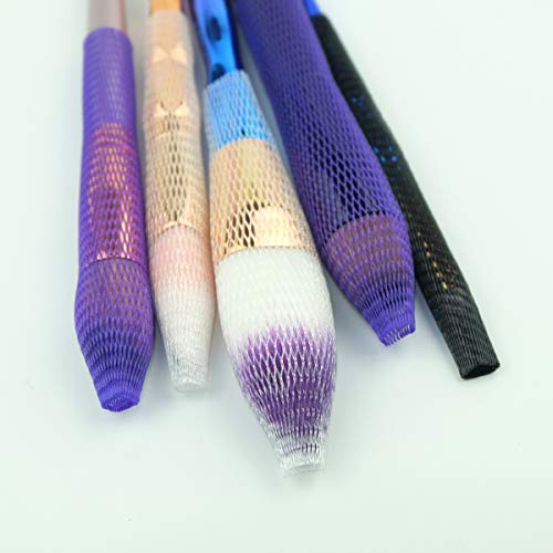 50Pcs Pincel de Maquillaje Net Cover Protector Cepillos Protegen La Cubierta de Malla Expandible Púrpura