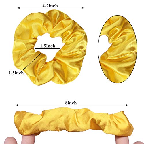 53 pcs Scrunchies de Satén para Cabello set,50 pcs coleteros scrunchies Tela Lazos y 2 pcs collar de conchas surfero 1 pcs Collar de Perla Mujer para el Cabello Ponytail Holder Headbands para Mujeres