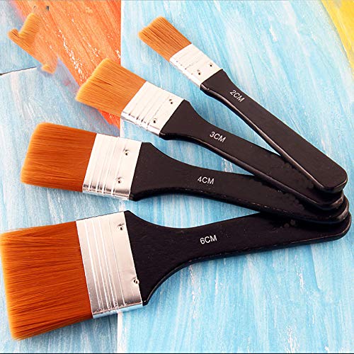 5pcs Juego de Brochas Planas Profesional Acuarela Ligero Mango Pintura Pincel Plano Pincel de Acuarela de Nylon Fácil de Usar y Limpiar Adecuado para Acrílico, Aceite, Acuarela,Pintura