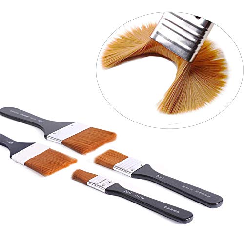 5pcs Juego de Brochas Planas Profesional Acuarela Ligero Mango Pintura Pincel Plano Pincel de Acuarela de Nylon Fácil de Usar y Limpiar Adecuado para Acrílico, Aceite, Acuarela,Pintura