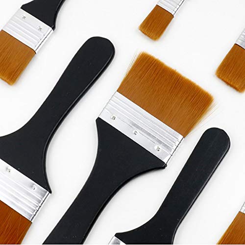 5pcs Juego de Brochas Planas Profesional Acuarela Ligero Mango Pintura Pincel Plano Pincel de Acuarela de Nylon Fácil de Usar y Limpiar Adecuado para Acrílico, Aceite, Acuarela,Pintura