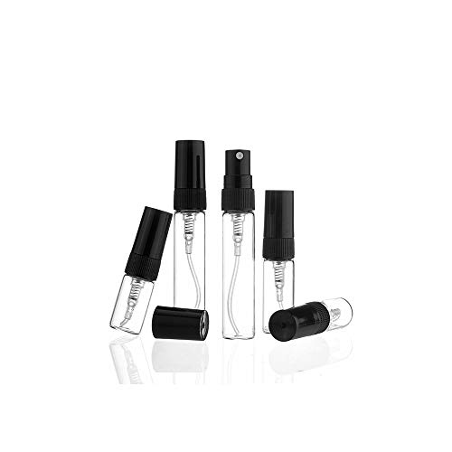 5pcs/2ml de Paquetes 3ML 10ml Negro Clear Mini Perfume Tubo de Muestra Botella cosmética de Viales de Vidrio Delgadas de Vidrio vacía,Black Sprayer,10ml