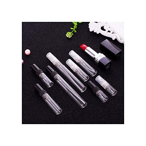 5pcs/2ml de Paquetes 3ML 10ml Negro Clear Mini Perfume Tubo de Muestra Botella cosmética de Viales de Vidrio Delgadas de Vidrio vacía,Black Sprayer,10ml