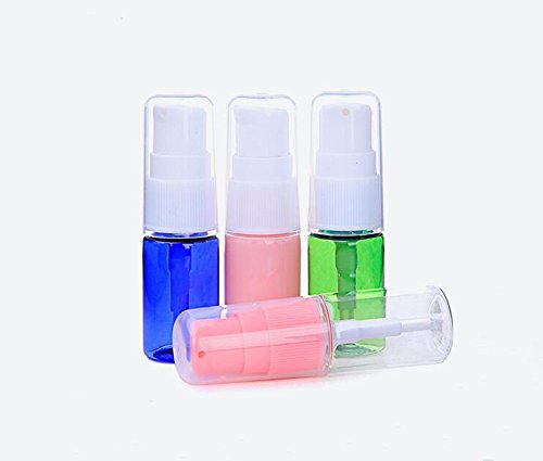 6 botellas de plástico vacías recargables de 10 ml con tapa transparente para maquillaje y maquillaje cosmético de viaje, dispensador de loción, baño y ducha