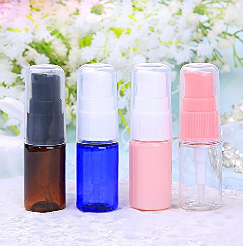 6 botellas de plástico vacías recargables de 10 ml con tapa transparente para maquillaje y maquillaje cosmético de viaje, dispensador de loción, baño y ducha