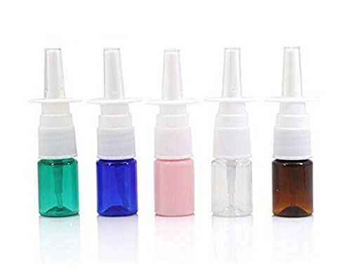 6 mini botellas de plástico vacías de 5 ml rellenables para spray de nasal, contenedor de frascos de pulverizadores finos para aceites esenciales, perfumes