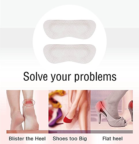 6 Pares Acolchado Talón Protección Plantillas High Heels Pads Cuero Talón plana Cuidado de los pies talón Cojín Protector de pies para juanetes Mujer herrens (Beige)